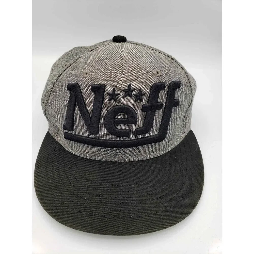 Neff Snap Back Cap Gray and Black gorpcore, Casual Vibes, Hats